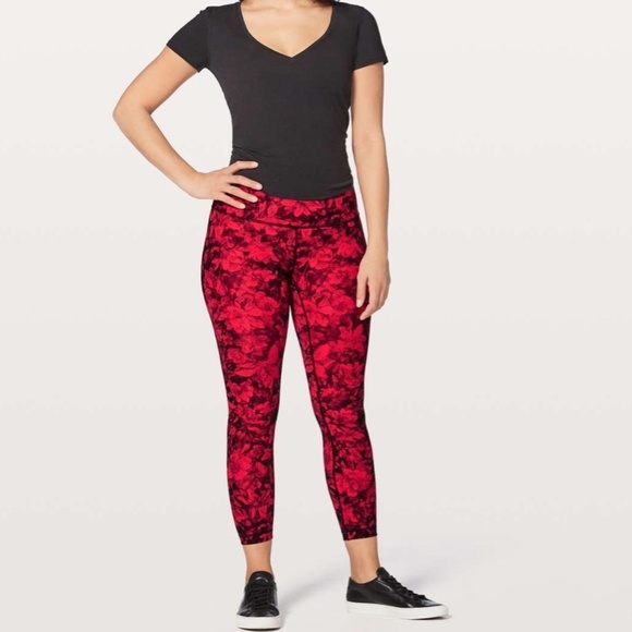 Lululemon Wunder Under Hi-Rise 7/8 Tight 25" Carminetrue Red Black- Size 4 - Picture 2 of 13